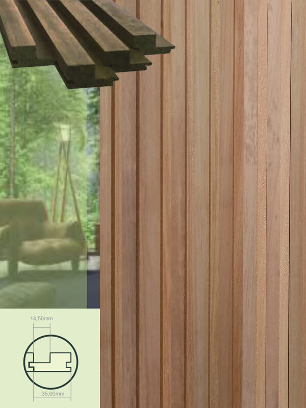 Revestimiento MaxCore vertical Interior Alistonado - Madera Natural - Jequetiba #Largo Variable (700/3050mm)