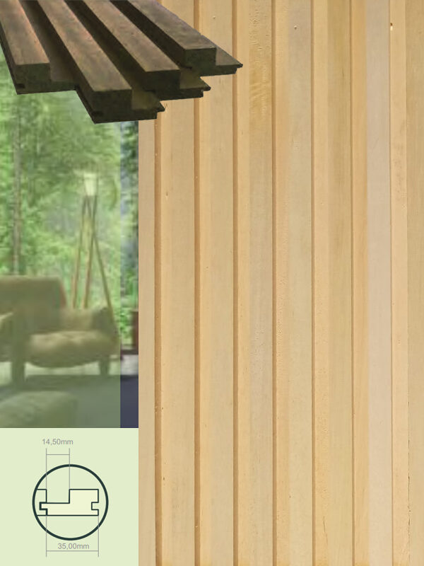 Revestimiento MaxCore vertical Interior Alistonado - Madera Natural - Mapura #Largo Variable (700/3050mm)