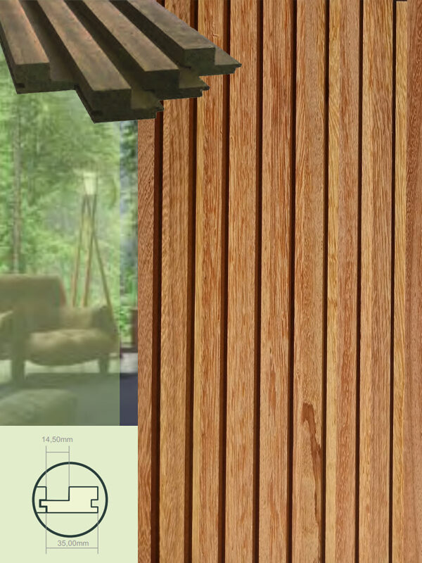 Revestimiento MaxCore Vertical Interior Alistonado - Madera Natural - Angelin #Largo Variable (700/3050mm)