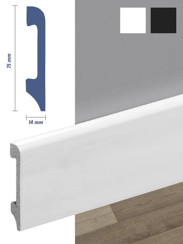 Zocalo PVC Waterproof Max W Europeo  2.90 ml - 14mm x 75mm