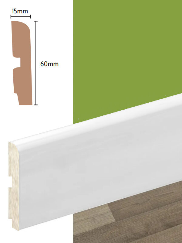 Zócalo MDF Foliado KELI Blanco 60mm x 2.75ml