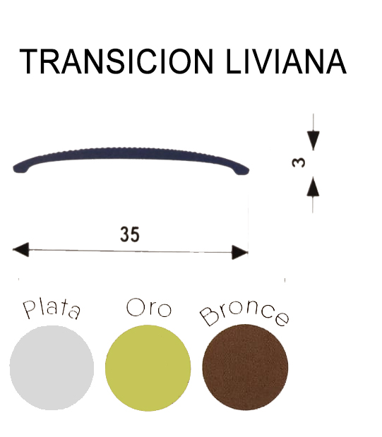 Terminaciones Aluminio Transición Liviana 3 mm x 2.70ml