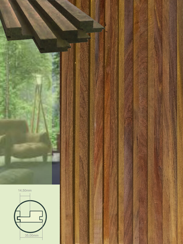 Revestimiento MaxCore vertical Interior Alistonado - Madera Natural - Lapacho #Largo Fijo (3050mm)