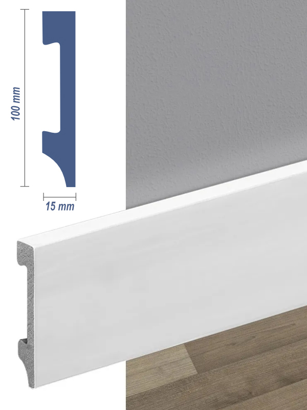 Zocalo PVC Waterproof Max W Cuadrado  2.90 ml - 15mm x 100mm