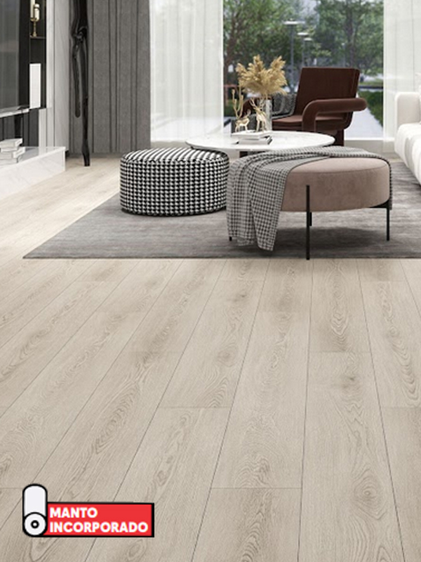 Piso Flotante Vinilico SPC 6.5/0.5 (5mm +1.5mm EVA) - Ivory White 006