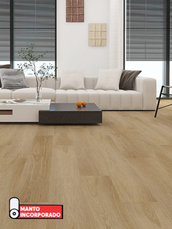 Piso Flotante Vinilico SPC 6.5/0.5 (5mm +1.5mm EVA) - Light Wheat 009